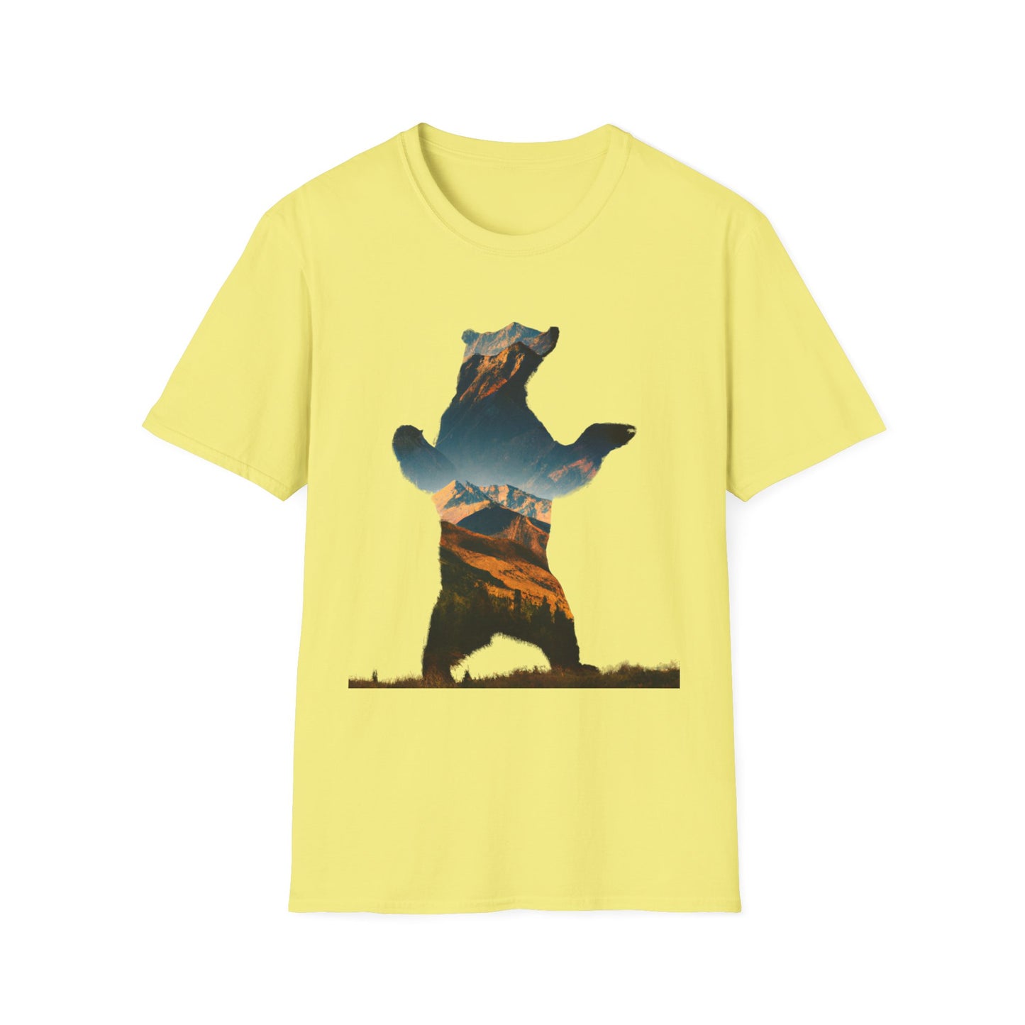 Mountain Bear Unisex Softstyle T-Shirt - Nature Lover's Graphic Tee
