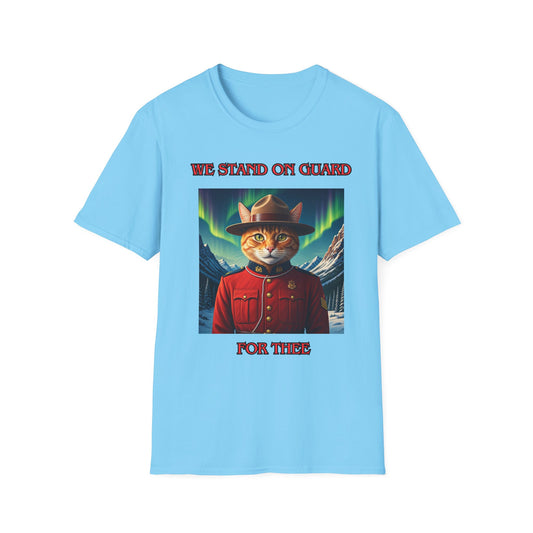 Proud Canadian Cat T-Shirt - We Stand On Guard Design