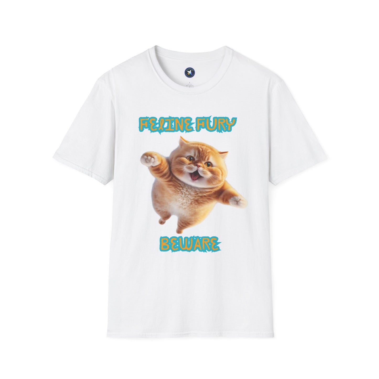 Funny Cat T-Shirt - 'Feline Fury Beware' Unisex Softstyle Tee