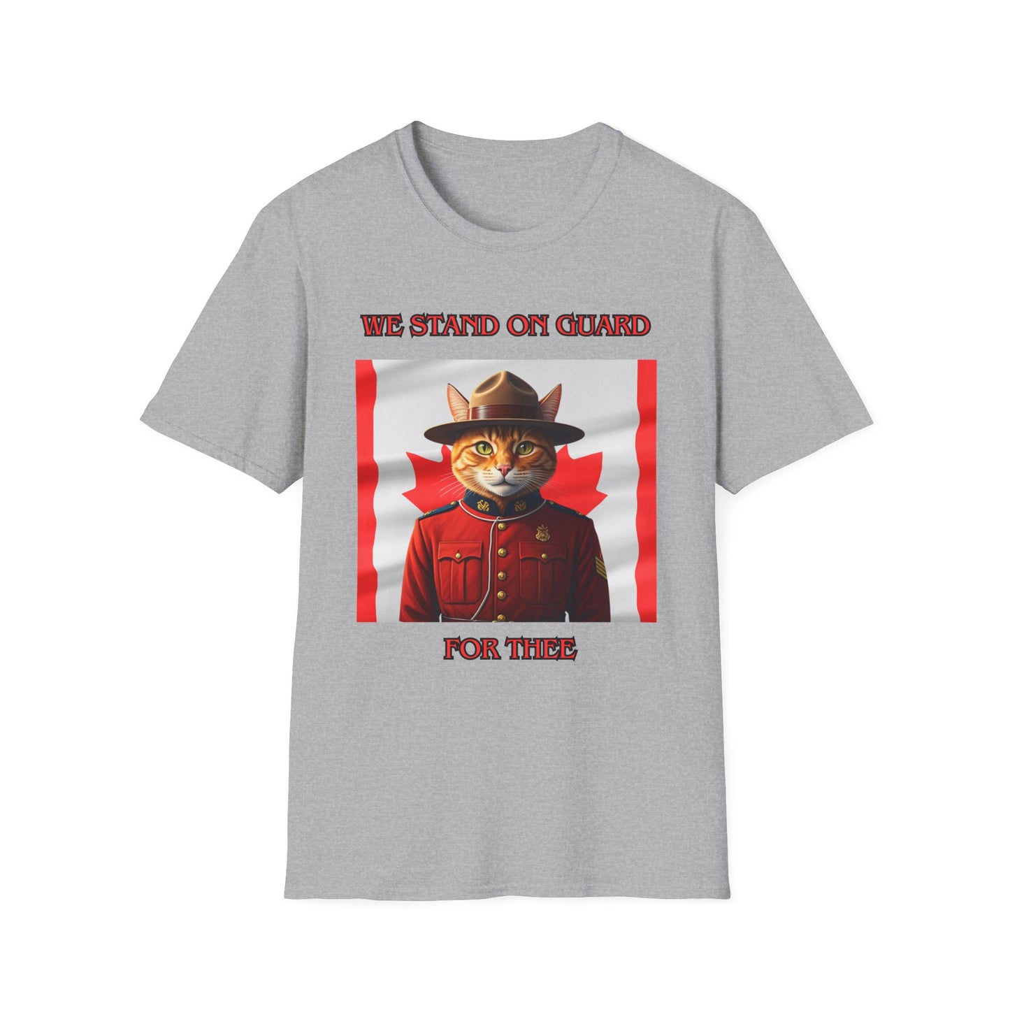 Canadian Cat Officer T-Shirt - We Stand on Guard for Thee