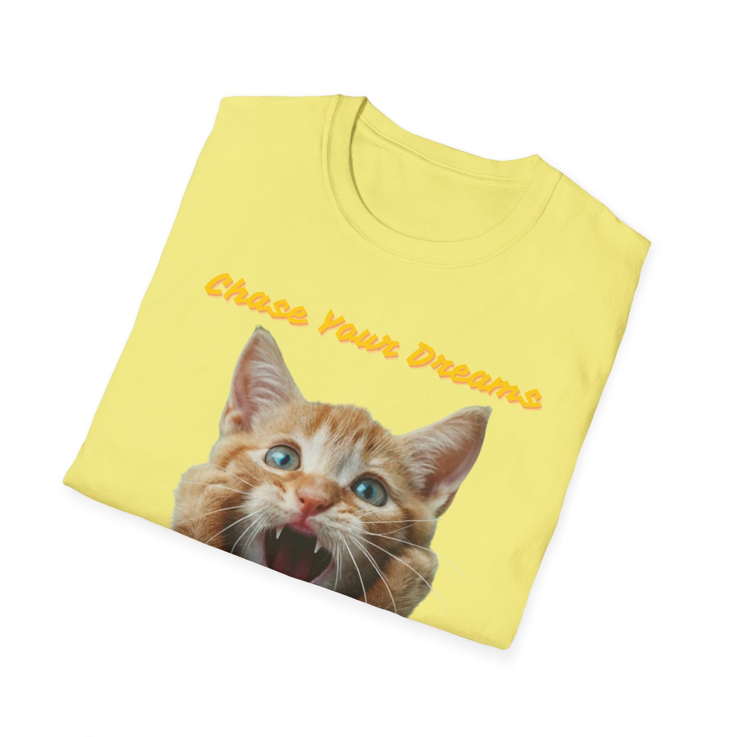 Chase Your Dreams Cat T-Shirt | Unisex Softstyle Tee for Cat Lovers