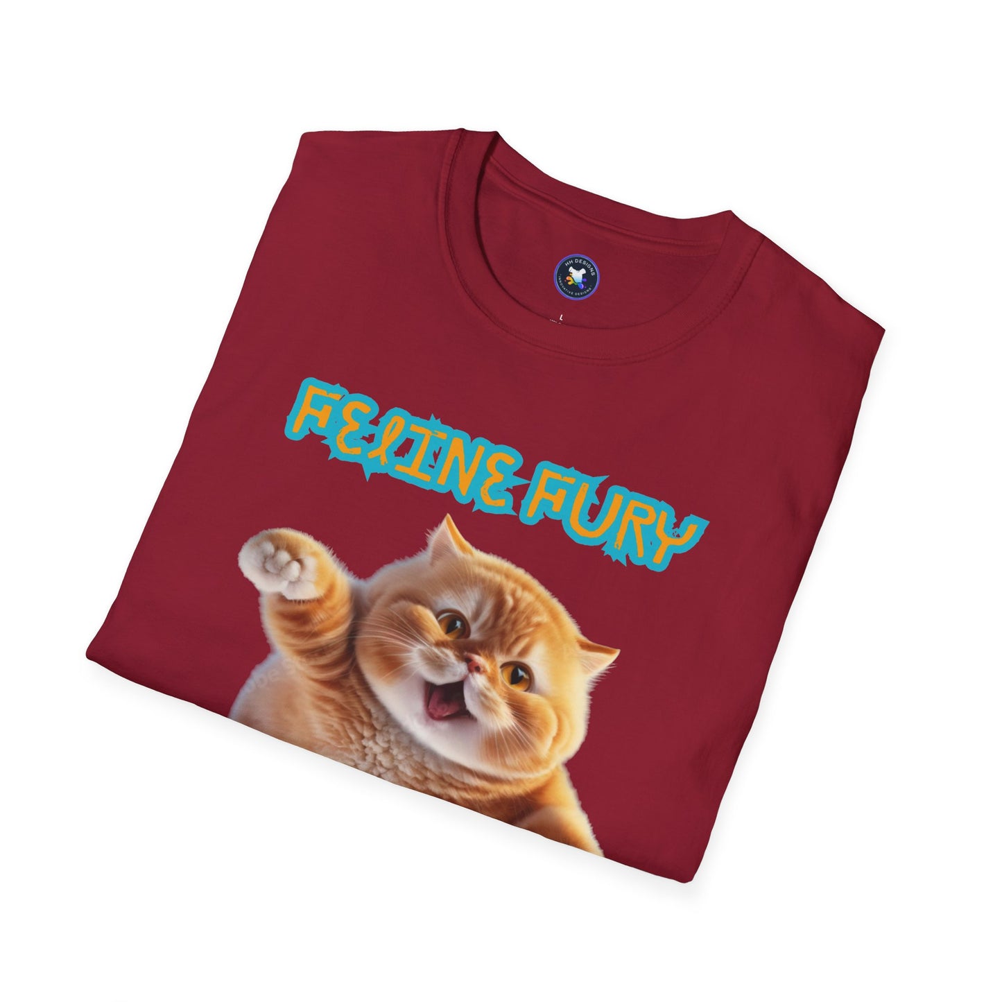 Funny Cat T-Shirt - 'Feline Fury Beware' Unisex Softstyle Tee