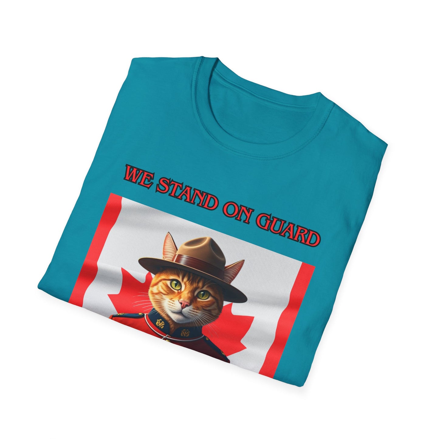 Canadian Cat Officer T-Shirt - We Stand on Guard for Thee