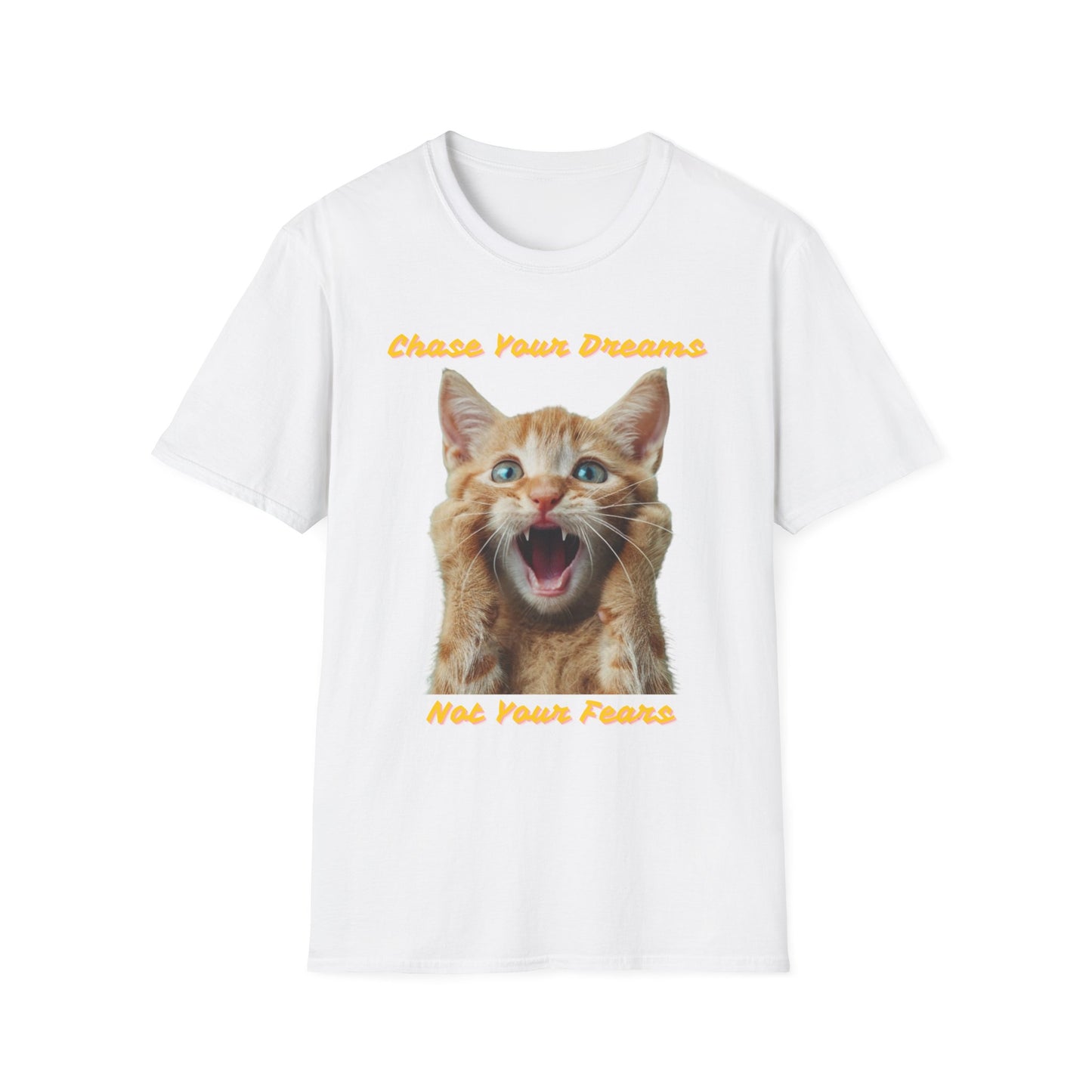 Chase Your Dreams Cat T-Shirt | Unisex Softstyle Tee for Cat Lovers