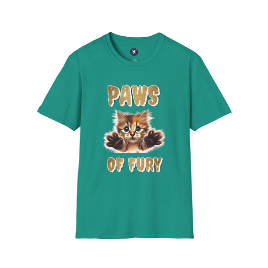 Paws of Fury Unisex Softstyle T-Shirt - Cute Cat Print Tee for Animal Lovers
