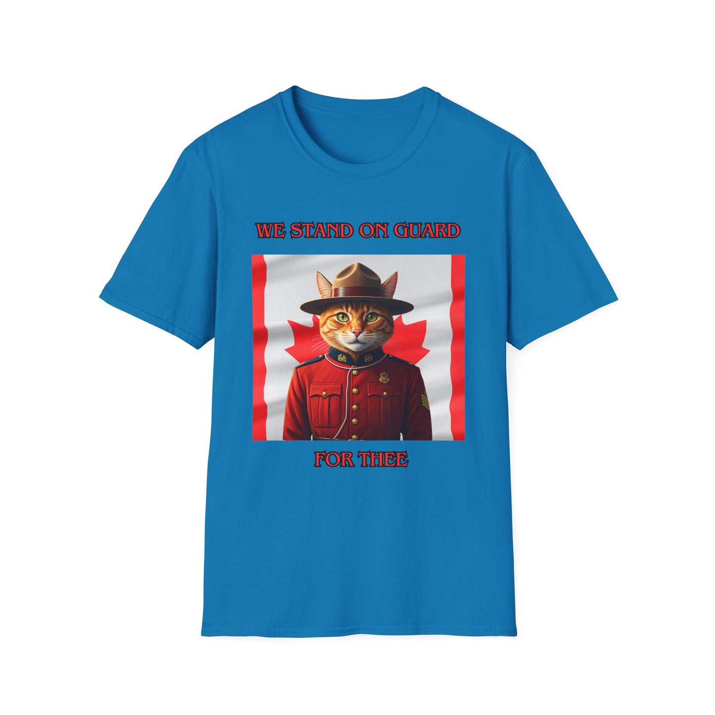 Canadian Cat Officer T-Shirt - We Stand on Guard for Thee
