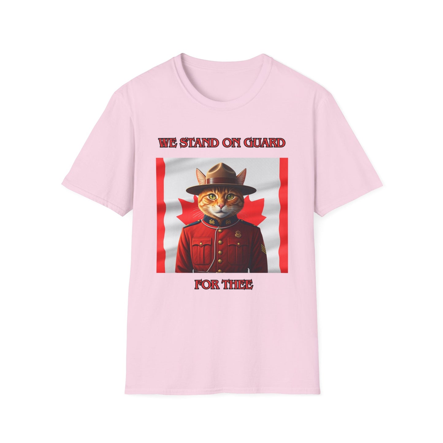 Canadian Cat Officer T-Shirt - We Stand on Guard for Thee