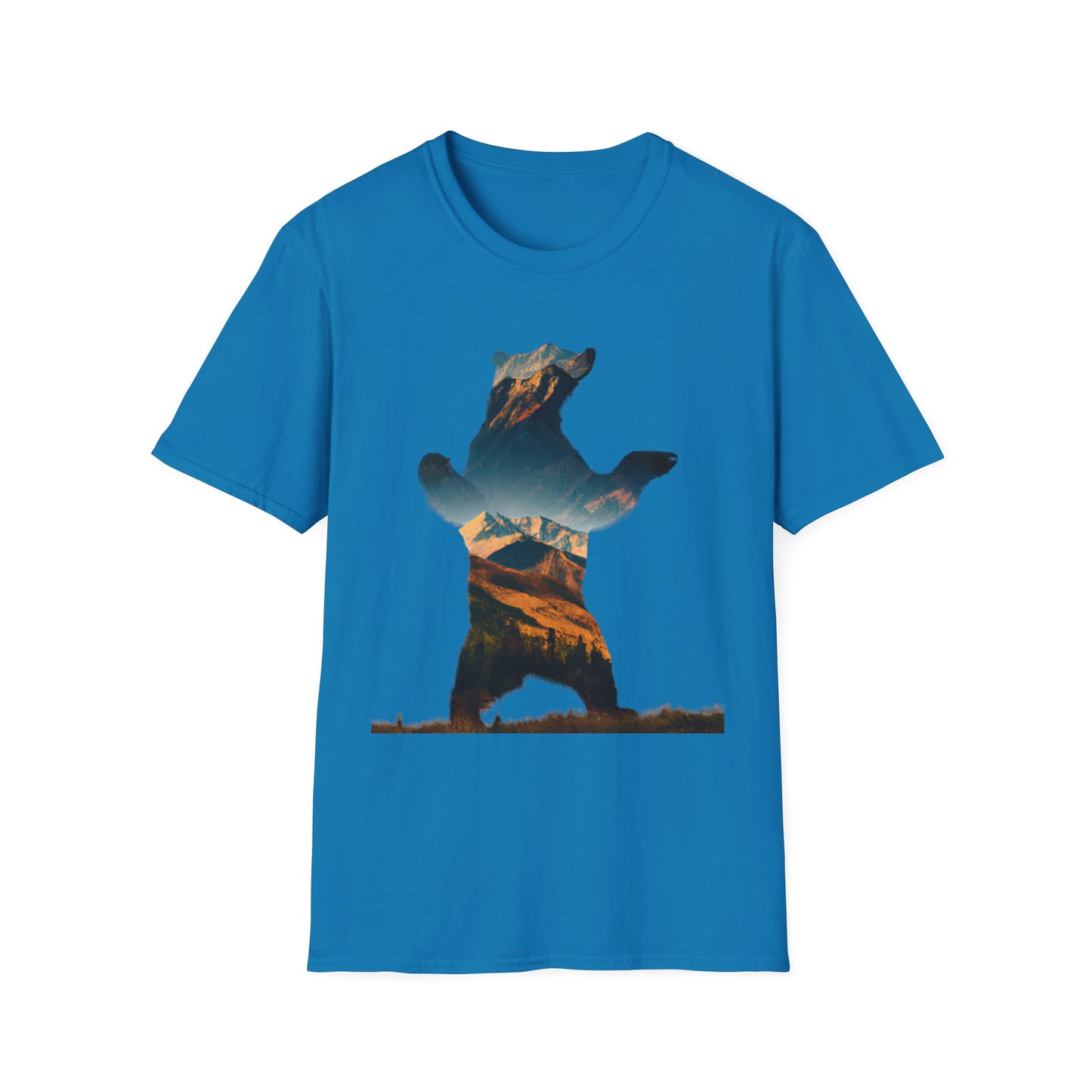 Mountain Bear Unisex Softstyle T-Shirt - Nature Lover's Graphic Tee